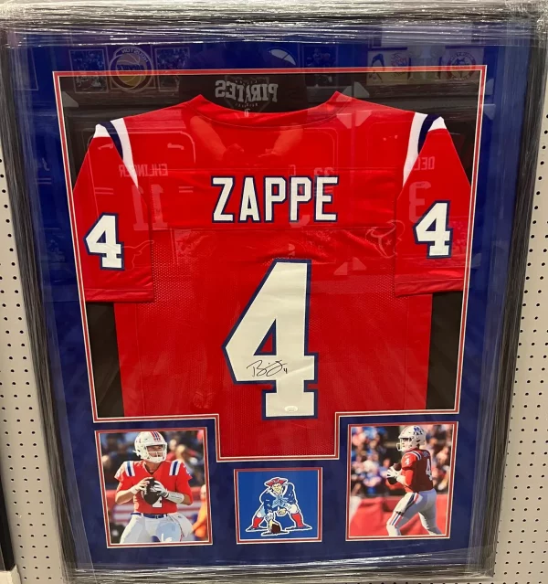 Framed Bailey Zappe New England Patriots Jersey