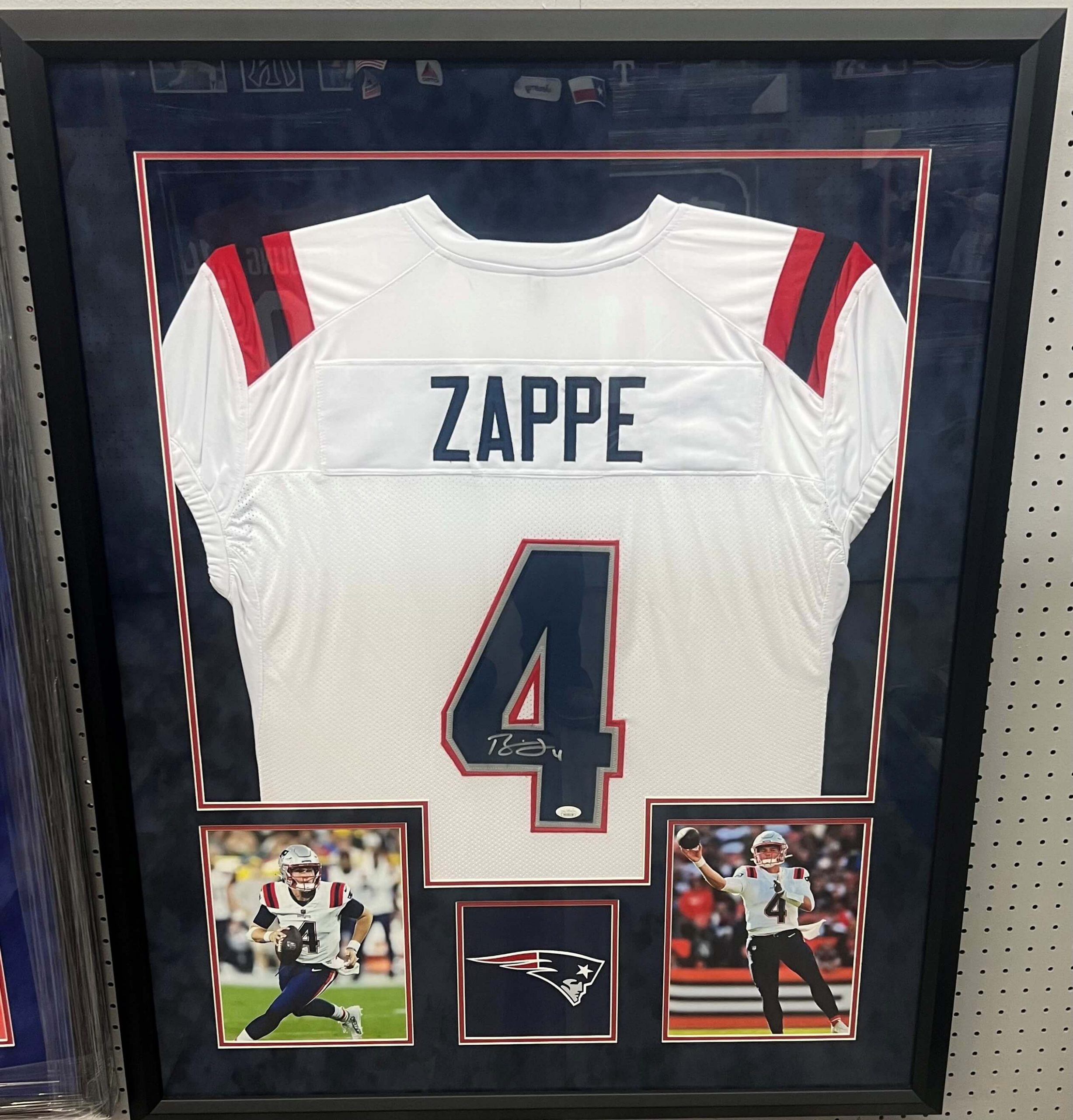 Framed Bailey Zappe New England Patriots Jersey