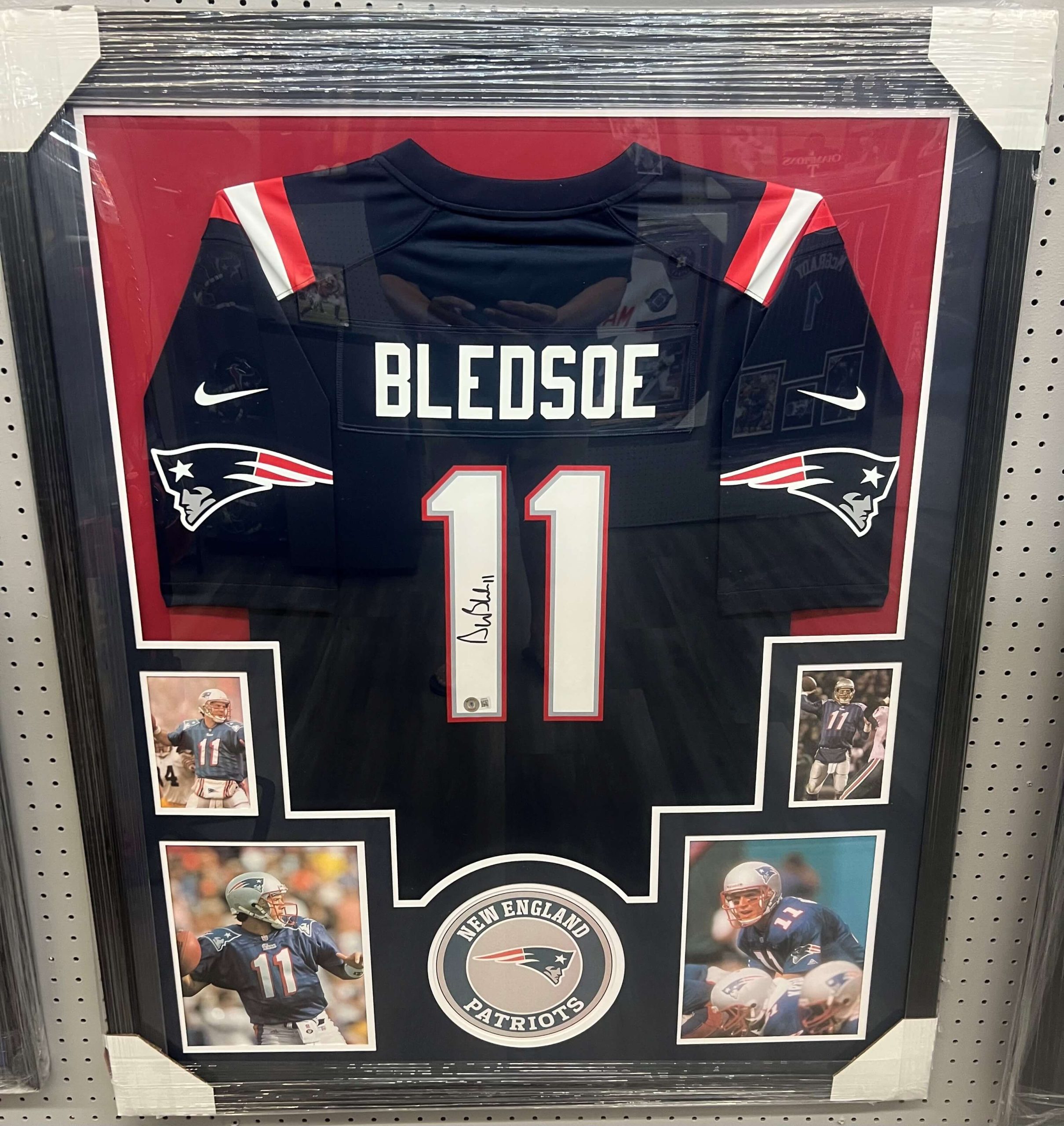 Framed Drew Bledsoe New England Patriots Jersey